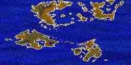 A map of Britannia along with three other Ultima continents.