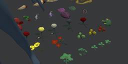 Flowers, leaves, berries, and monster parts. 3D models.